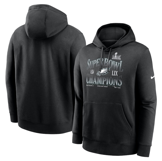 Men's Black Philadelphia Eagles Super Bowl LIX Champions 90's Retro Pullover Hoodie